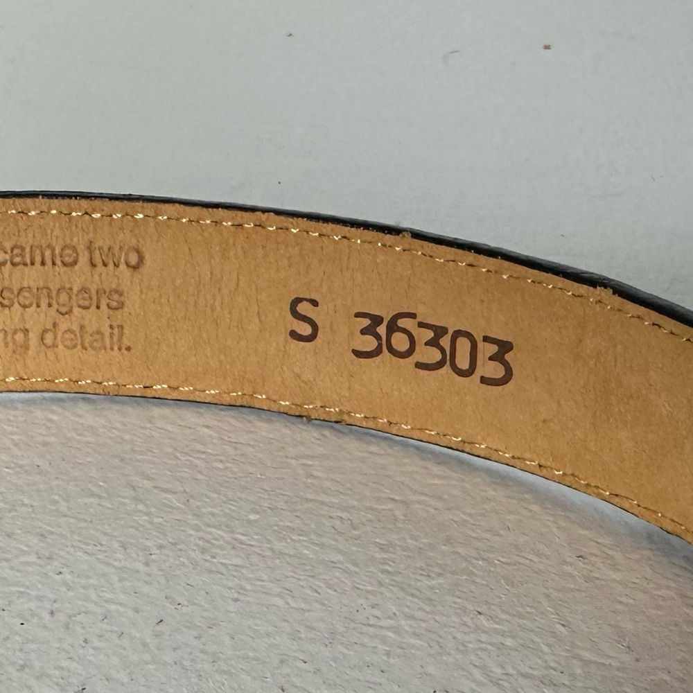 Brighton Museum Collection Black Leather Belt Women’s Small Silver Scroll Buckle - Picture 3 of 5